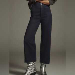 Maeve Colette’s Sparkle Denim Wide Leg Cropped Jeans Pants